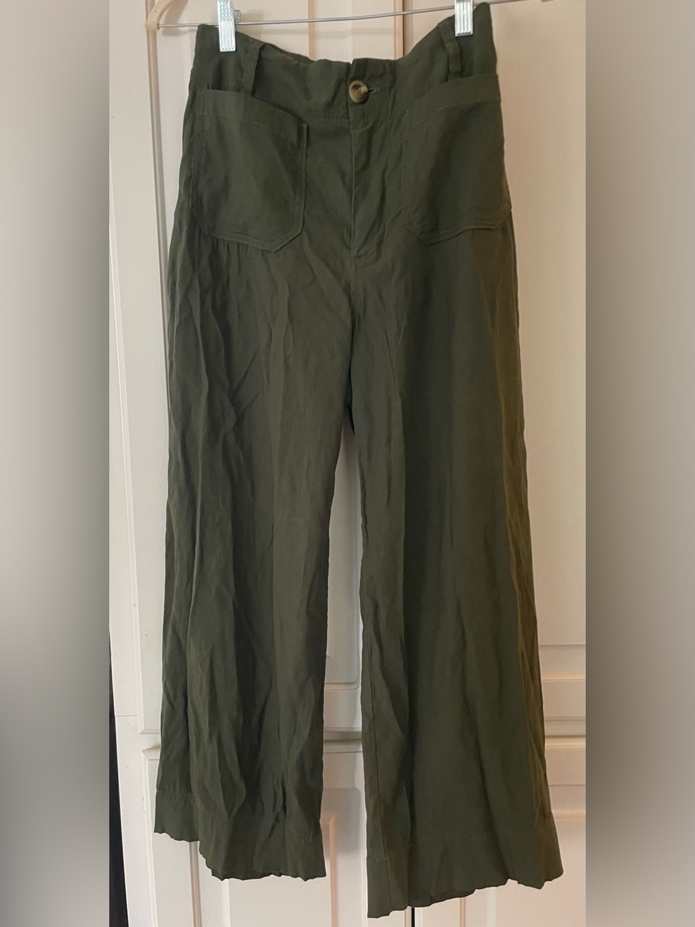 Anthropologie Olive Wide-Leg Utility Pants